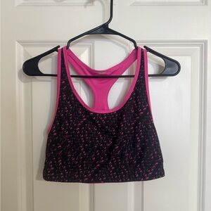 C9 by Champion Black and Pink Patterned Sports Bra